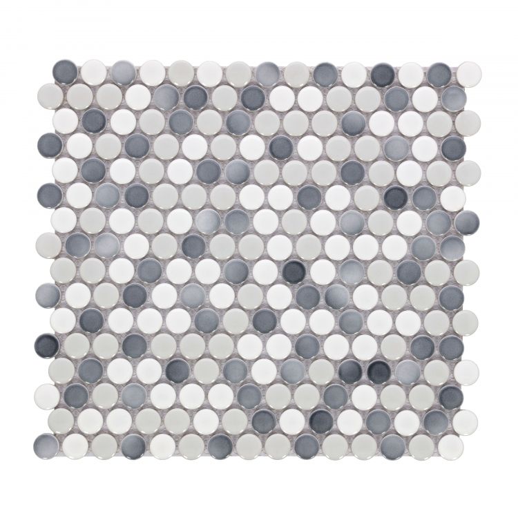 Penny Round Mixed Grey Glossy 11.5 x 12.25 Penny Round Mixed Grey Glossy 11.5 x 12.25